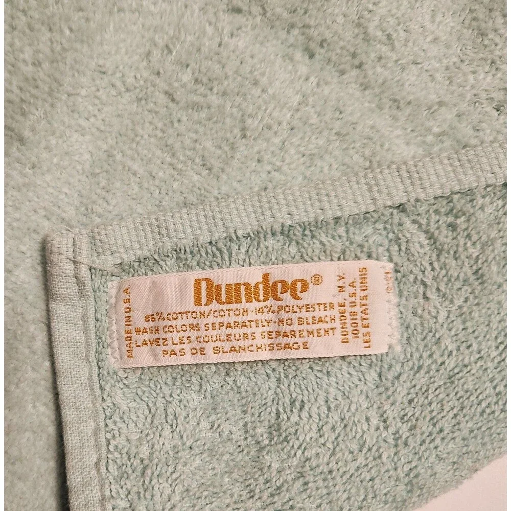 Lot of 5 Vintage Dundee Hand Towels Mint Green with Ribbon & Lace Trim USA Made